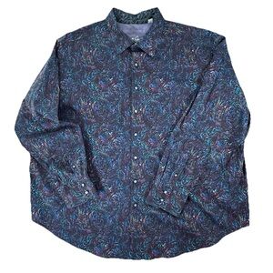 Robert Graham Colorful Neon Paisley Long-Sleeve Button-Up Shirt Size 2XL